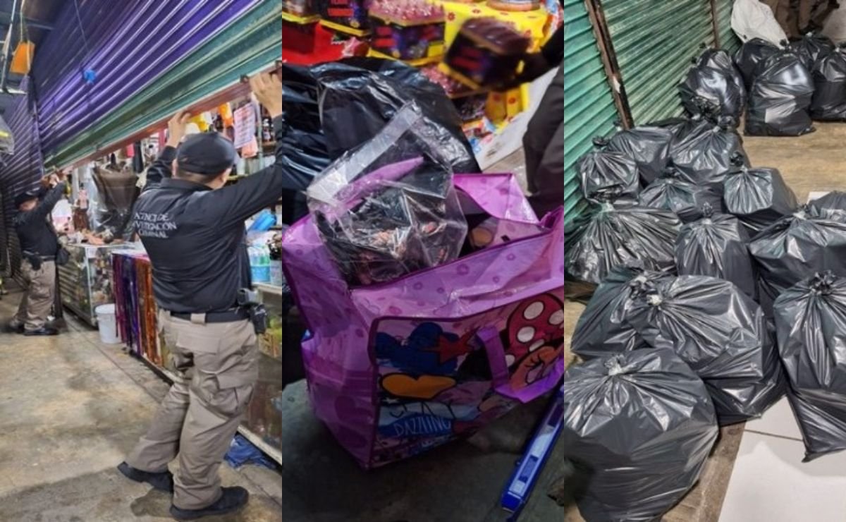 Aseguran casi media tonelada de pirotecnia en mercado de Tuxtla Gutiérrez